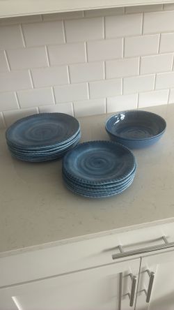 Beautiful Set Of Blue Melamine Dishes