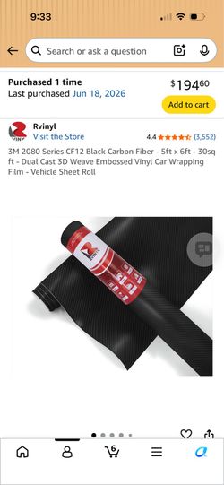 Vinyl Car Wrapping Film - Vehicle Sheet Roll-carbon fiber 5ft x 6ft
