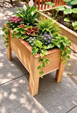 Handmade Solid Oak Wood Raised Planter