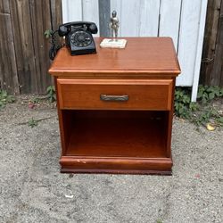 End table nightstand, one drawer storage wood