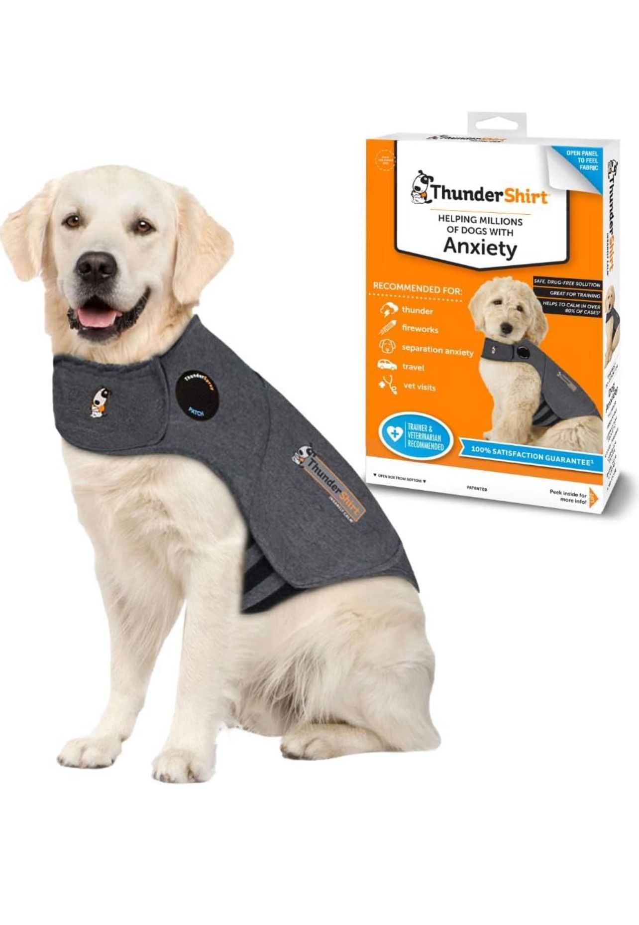 ThunderShirt for Dogs, XL Large, Heather Gray Classic - Dog Anxiety Relief Calming Vest