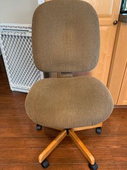 Free Adjustable Brown Corduroy Office Chair