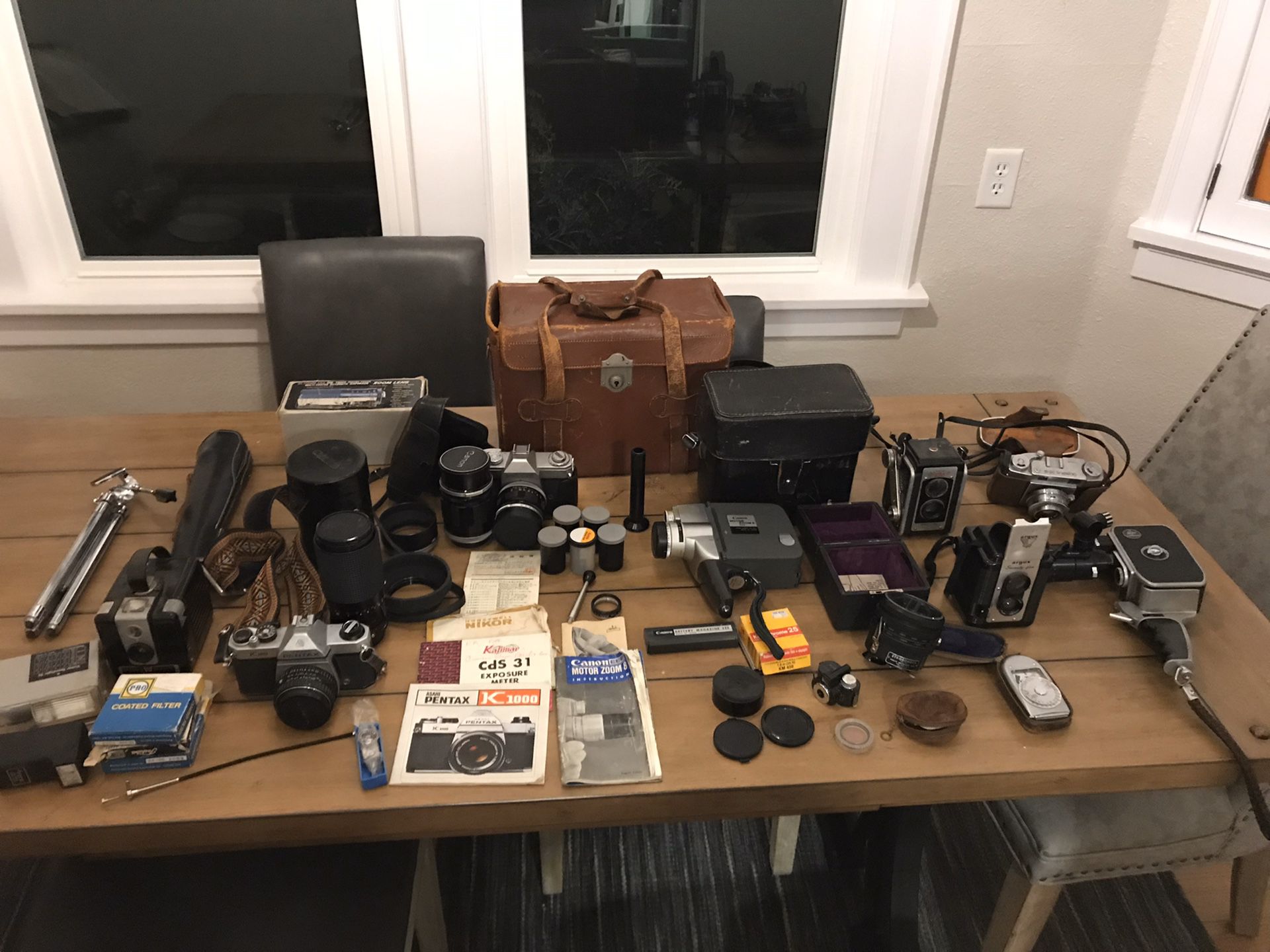 Vintage Lot of 35mm Cameras, Lenses, Accessories and 8mm cameras