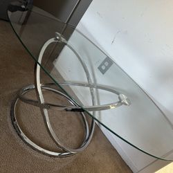 Modern Glass & Chrome Accent Table