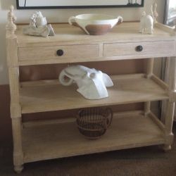 Beautiful Indonesian Wood Console Table, Weathered White Wash, 45"H x 48"W 