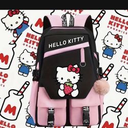 New Hello Kitty Backpack Pink And Black 