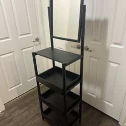 4 Tiered Wooden Storage w/ Mirror