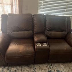 3 Piece Electric Reclining Leather Couches 
