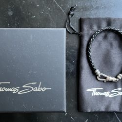 Thomas Sabo Men’s Silver Leather Bracelet 17cm
