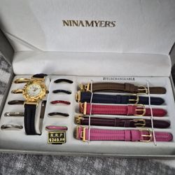 New! Watch With Interchangeable Leather Bands And Cover