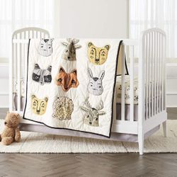 Roxy Marj Woodland Animal Crib Quilt + Organic Fitted Sheet Set 