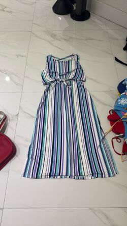 blue and purple stripe dress size L