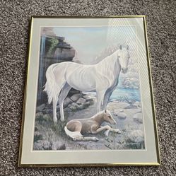 Richard Montanbault Horse Print Framed