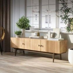 Brand New In White Oak Console Table 