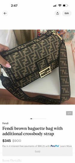 Fendi FF Logo Baguette Bag in Brown and Black with Gold Hardware