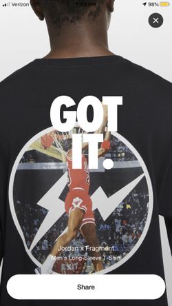 Jordan x Fragment Long sleeve shirt black size small