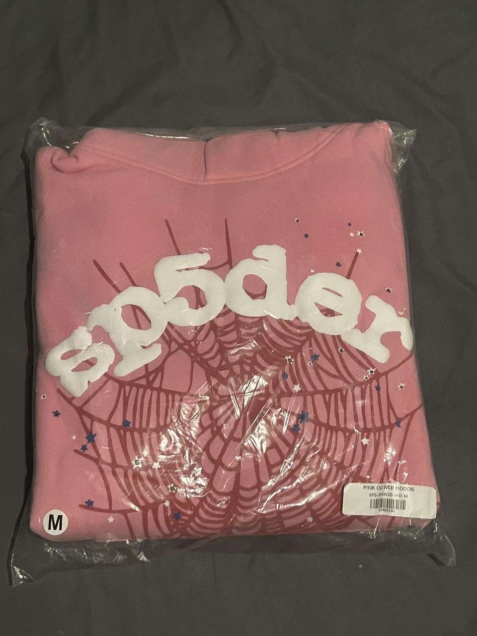 Pink OG Web Sp5der Hoodie Medium