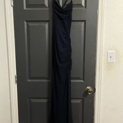 Navy Blue Windsor Slit Dress