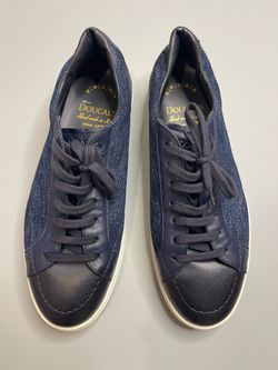 Doucal's Men's Blue Sneakers Jeans Leather Italy