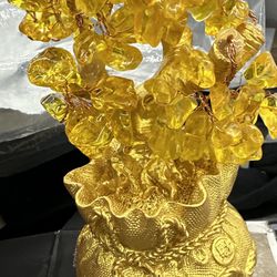 Big Yellow Crystal Creative Citrine Lucky Tree Chinese Feng Shui Lucky Money