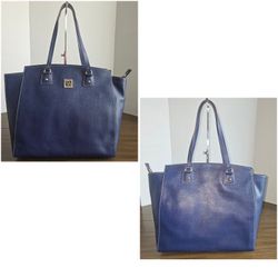 Dooney & Bourke Saffiano Leather Blue Shoulder Tote Bag New