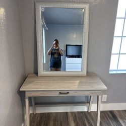 Writing Desk And Silver Mirror