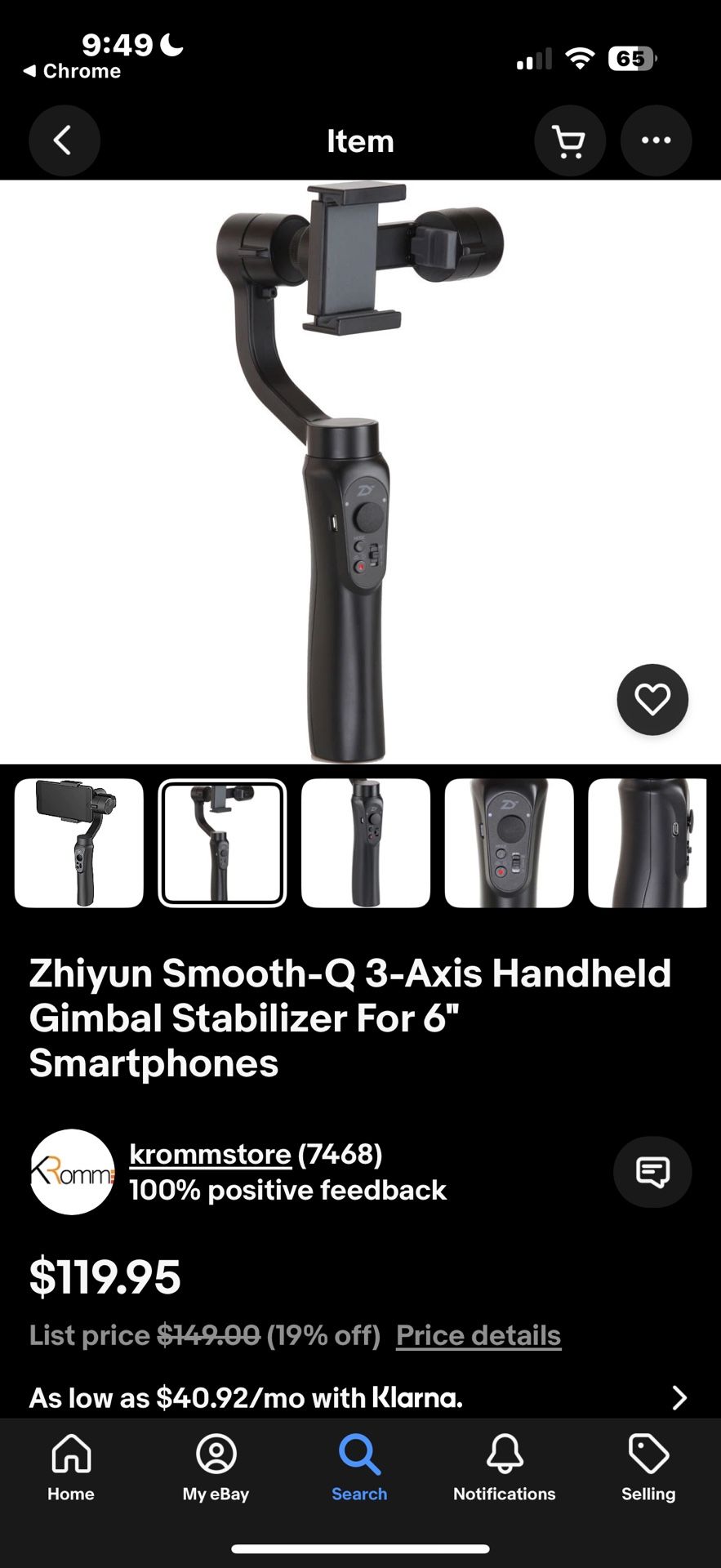 Zhiyun Smooth-Q 3-Axis Handheld Gimbal Stabilizer For 6" Smartphones