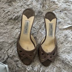 Jimmy choo reptile vintage slides open toe sandals heels pep toe heels mules y2k