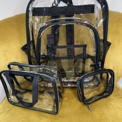 NEW Clear 3pc Backpack Set