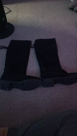 Black Knee-High Lace-Up Combat Boots- size 11 women
