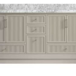 Alys 72"W x 22" D x 36" H Taupe Double Sink Bath Vanity in Fine Grain with 2 in. Carrara Marble Top