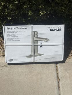 KOHLER Rubicon Battery Powered Touchless Single Hole Bathroom Faucet in Vibrant Brushed Nickel