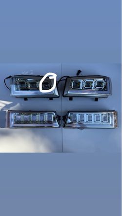 AS IS 03-06 Chevy Silverado 2007 Classic FULL LED Headlights; Chrome Housing With Amber Corners