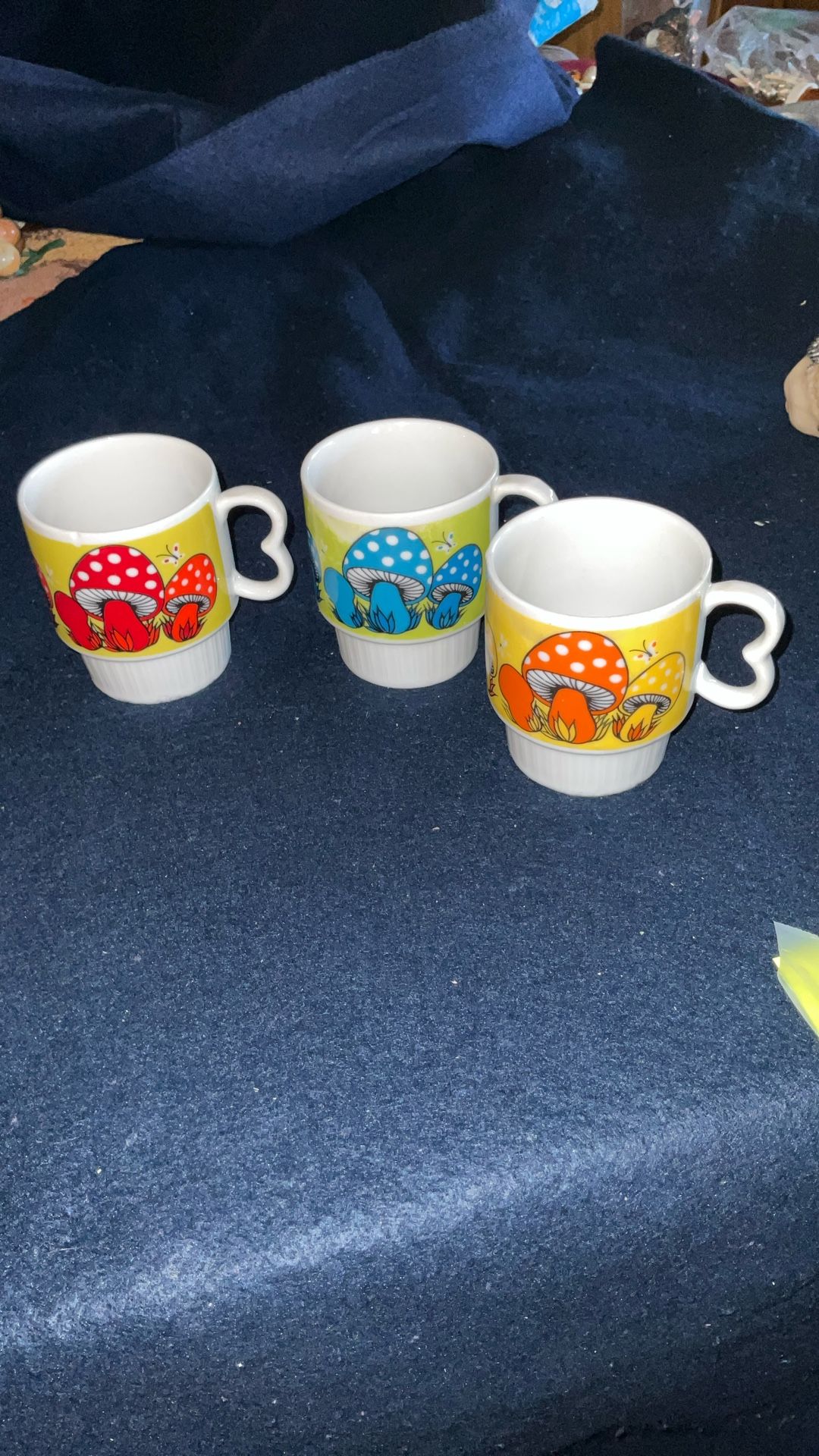 Set Of 3 Vintage Japan Mushroom Coffee Cups