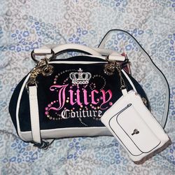 New Black Juicy Couture Purse Bowler Bag Satchel + Wallet Y2K Velour Rhinestones  #vintagejuicycouture #juicycouture #juicybag #juicypurse #y2k #juicy