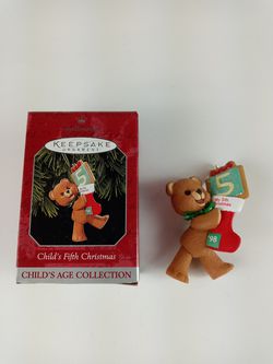 Vintage Hallmark Keepsake Childs Fifth Christmas Ornament 1998