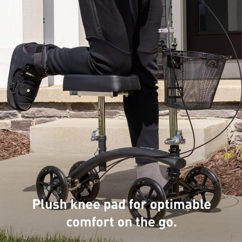 BodyMed Premium Knee Walker, Steerable for Foot Injuries - Adjustable Scooter with Dual Brakes