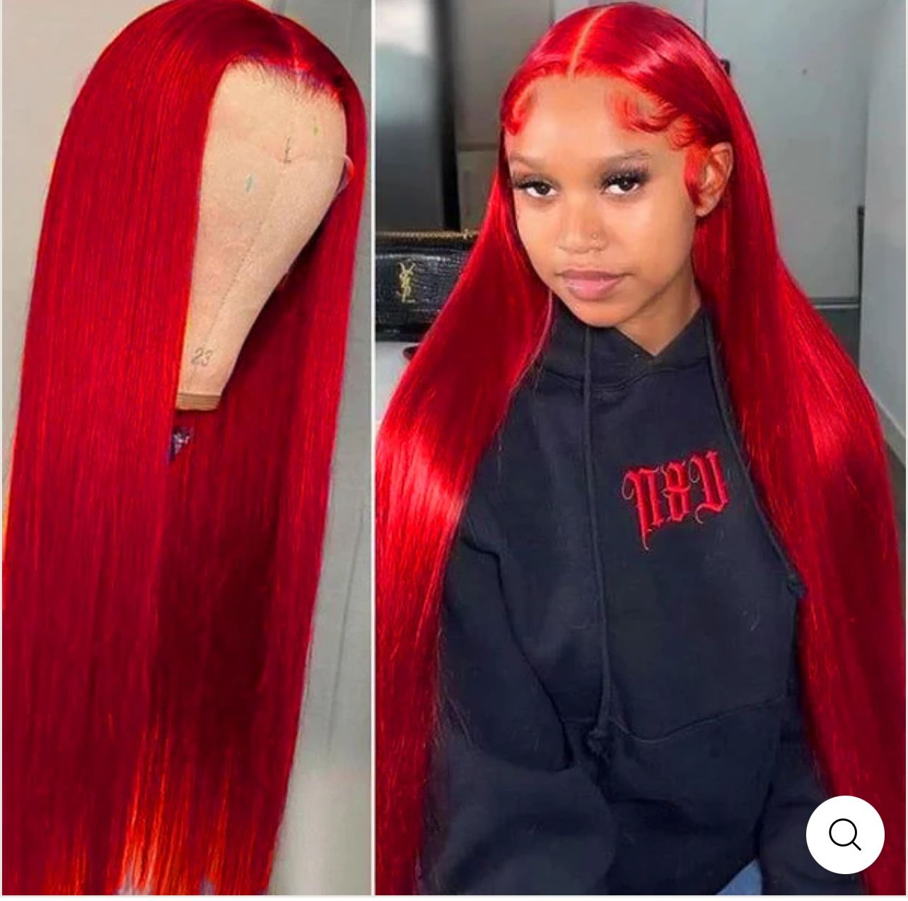 Red Lace Front Wig Ready To Wear Glueless Straight Human Hair 