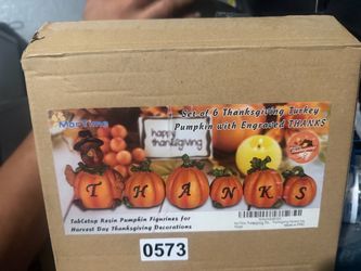 MorTime Thanksgiving Turkey Pumpkin Figurines Set of 6