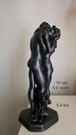 The Standing Embrace, a faux-bronze museum replica of a classical romantic sculpture