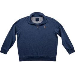 US Polo Assn Mens Quarter Zip Pullover Heather Navy Blue Sweatshirt XL Preppy