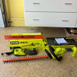 RYOBI ONE+ 18V 22 in. Lithium-Ion Electric Hedge Trimmer Cordless with 2.0 Ah Battery and Charger