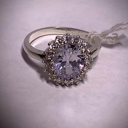 Real 925 Sterling Silver White Sapphire Wedding Ring Size 7