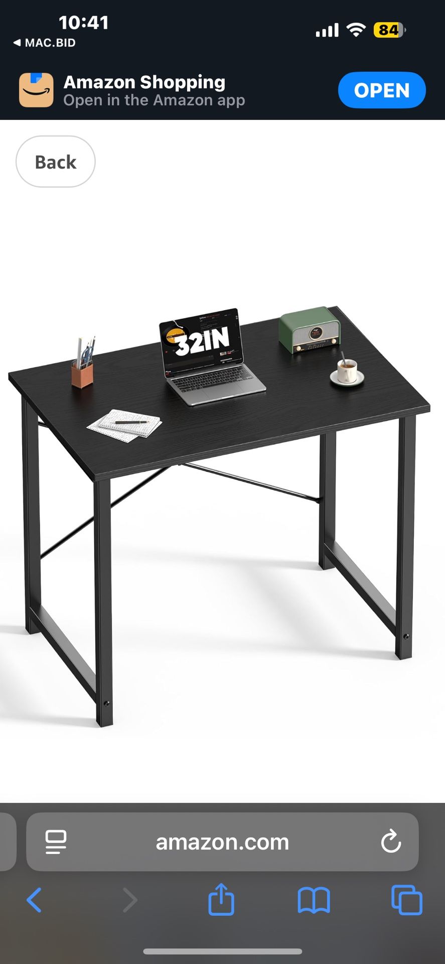 DUMOS 32 Inch Office Small Computer Desk Modern Simple Style Writing Study Work Table for Home Bedroom - Wood Black