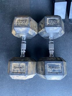 45 lbs GymPak Hex Rubber Dumbbell Weights….  Home Gym Fitness….