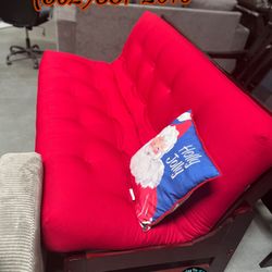 Sofa Couch Red With Wooden Frame Full Size Cama 