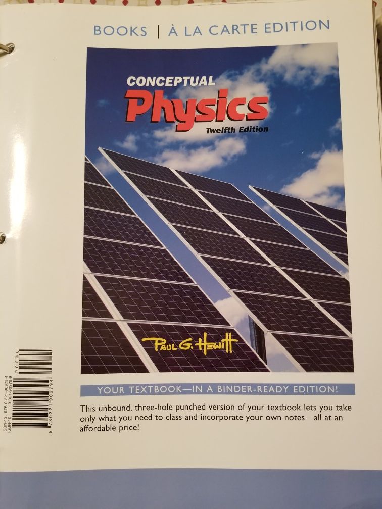 Conceptual physics, 12th edition. by Paul Hewitt. With work books.