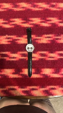 Unisex Black leather Mickey Watch