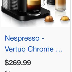 Nespresso Virtuo Chrome Brand New 