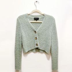 Mint Green Cropped Cardigan